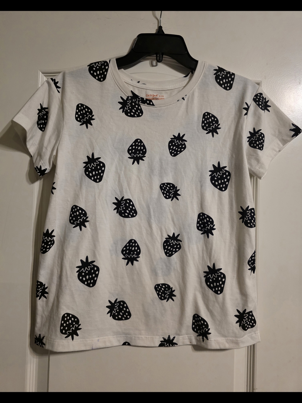 Cat & Jack White Tee with Black Strawberry Print